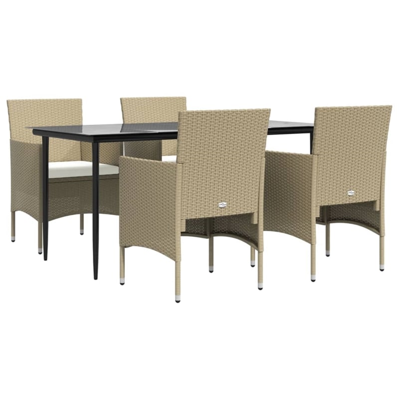 vidaXL Garden Dining Set in Beige and Black