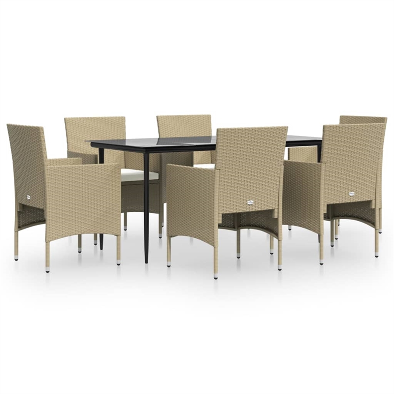 vidaXL Garden Dining Set in Beige and Black