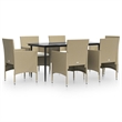 vidaXL Garden Dining Set in Beige and Black