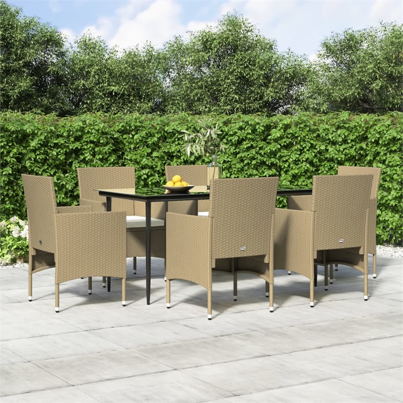 vidaXL Garden Dining Set in Beige and Black