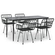 vidaXL Poly Rattan & Tempered Glass Medium Garden Dining Set in Black