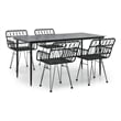 vidaXL Poly Rattan & Tempered Glass Medium Garden Dining Set in Black