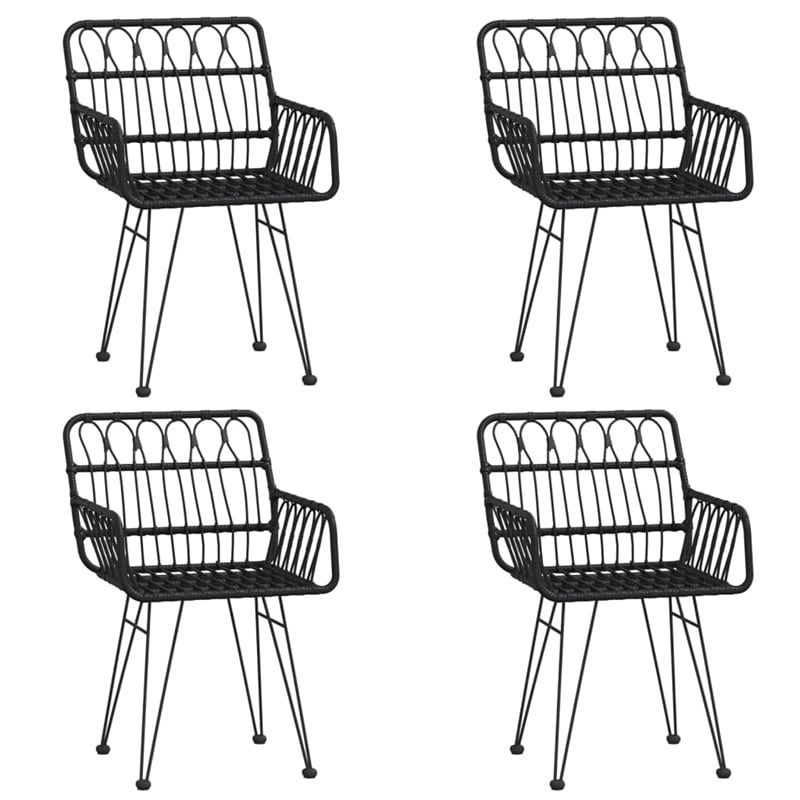 vidaXL Poly Rattan & Tempered Glass Medium Garden Dining Set in Black