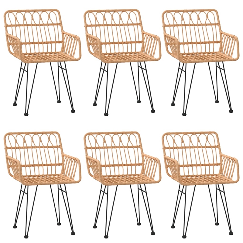 vidaXL Steel/Poly Rattan Standard Durable Garden Dining Set in Black/Brown