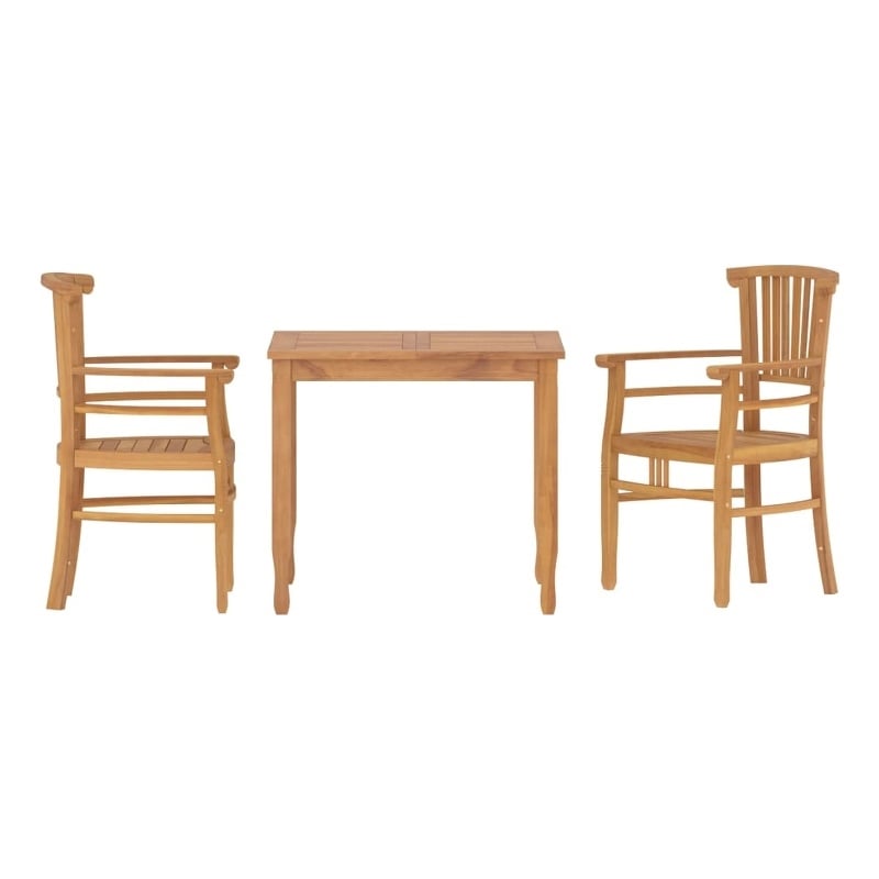 vidaXL Solid Teak Wood Medium Ergonomic Garden Dining Set in Brown