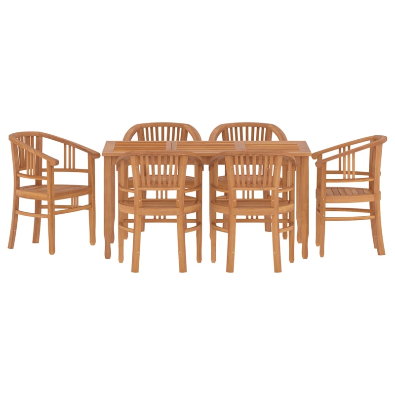 vidaXL Teak Wood Medium Durable Garden Dining Set in Brown