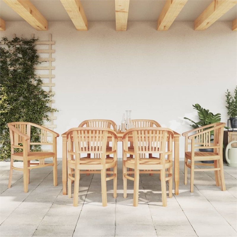 vidaXL Teak Wood Medium Durable Garden Dining Set in Brown