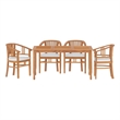 vidaXL Patio Dining Set Teak Wood/Cream White - Set of 4
