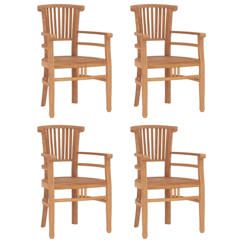 vidaXL Solid Teak Wood 5 Piece Ergonomic Garden Dining Set in Brown