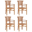 vidaXL Solid Teak Wood 5 Piece Ergonomic Garden Dining Set in Brown