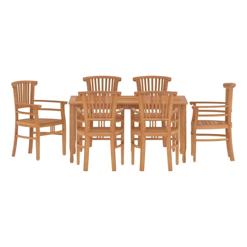 vidaXL Solid Teak Wood Large Durable Garden Dining Set in Brown