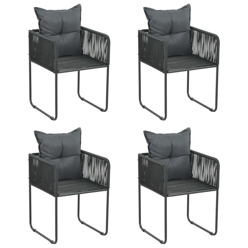 vidaXL Medium PE Rattan Garden Dining Set in Black