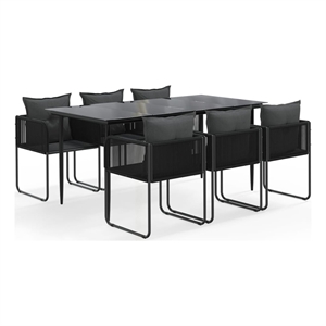vidaXL PE Rattan Durable Garden Dining Set in Black