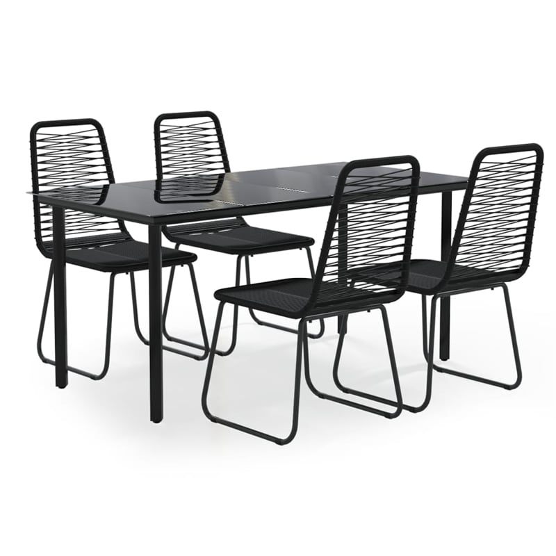 vidaXL PE Rattan 5 Piece Set Garden Dining Set in Black