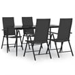 vidaXL PE Rattan 5 Piece Set Garden Dining Set in Black