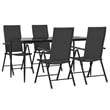 vidaXL PE Rattan 5 Piece Set Garden Dining Set in Black