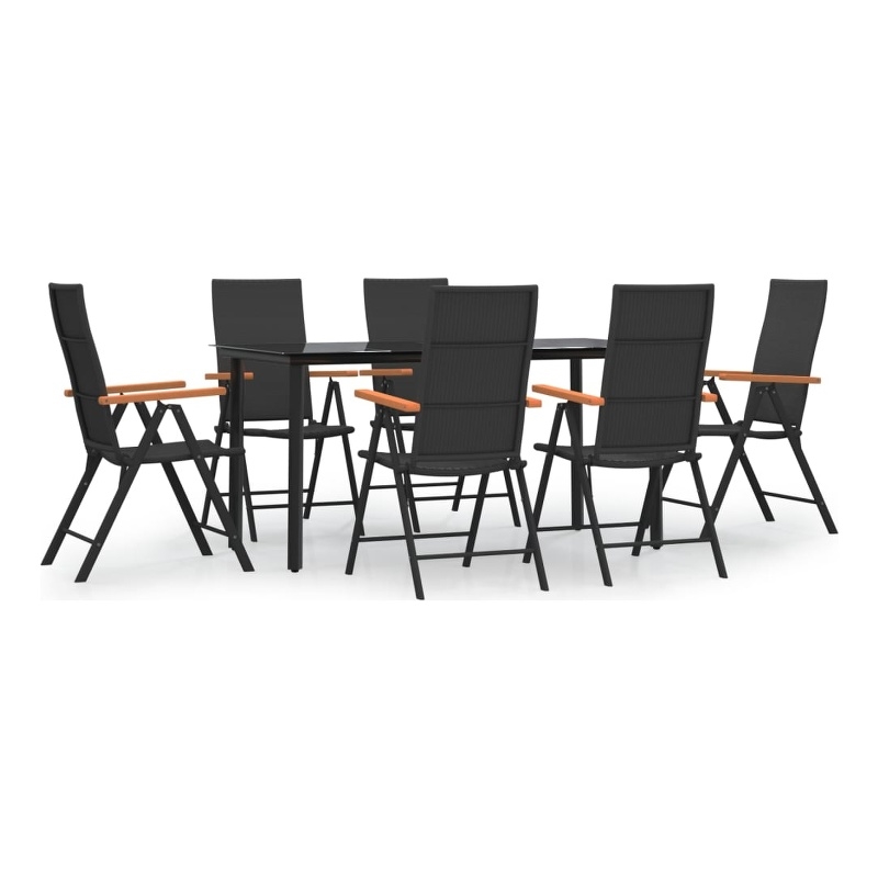 vidaXL Garden Dining Set in Black and Brown