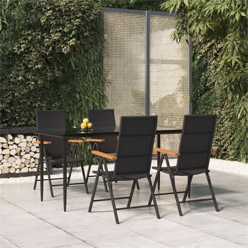 vidaXL Garden Dining Set in Black and Brown