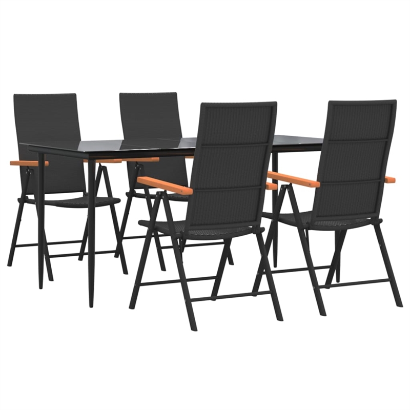 vidaXL Garden Dining Set in Black and Brown