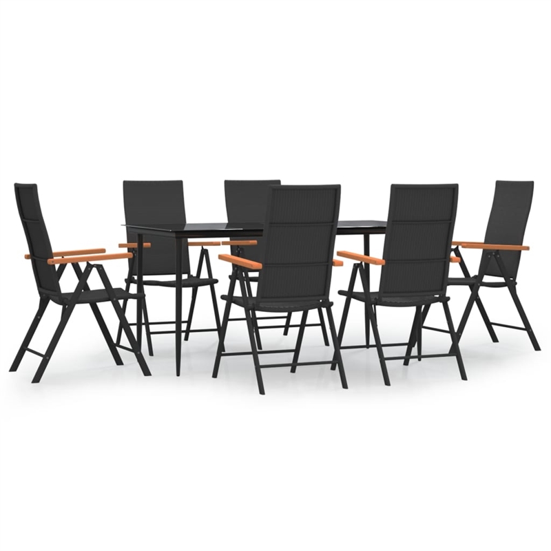 vidaXL Garden Dining Set in Black and Brown