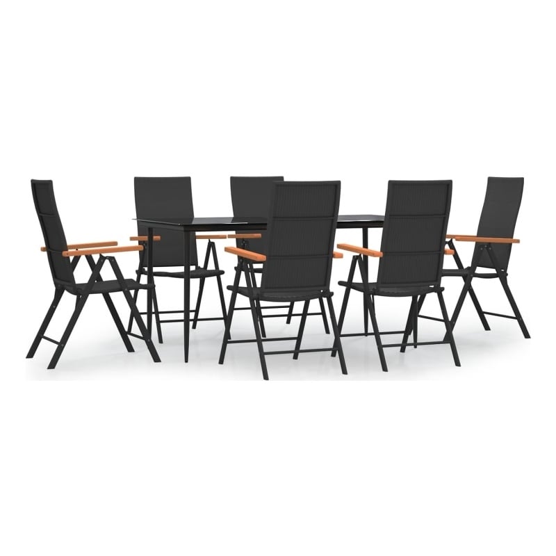 vidaXL Garden Dining Set in Black and Brown