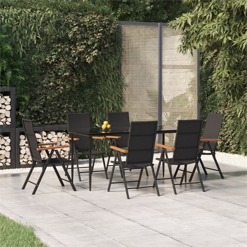 vidaXL Garden Dining Set in Black and Brown