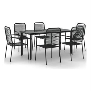 vidaXL Cotton Rope and Powder-Coated Steel Medium Garden Dining Set in Black
