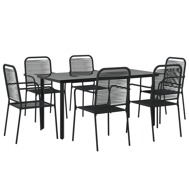 vidaXL Cotton Rope and Powder-Coated Steel Medium Garden Dining Set in Black
