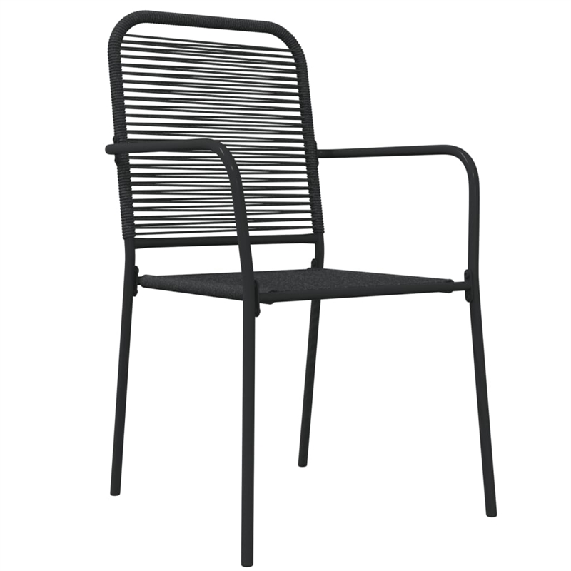 vidaXL Cotton Rope and Powder-Coated Steel Medium Garden Dining Set in Black
