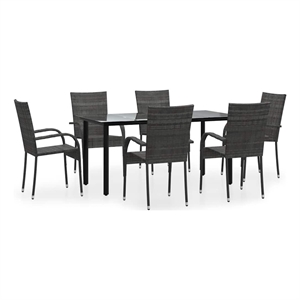 vidaXL PE Rattan/Powder-Coated Steel Garden Dining Set in Gray