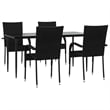 vidaXL Poly Rattan Standard Foldable Garden Dining Set in Black