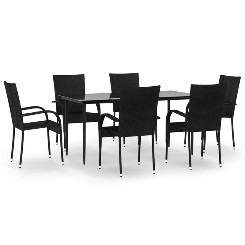 vidaXL PE Rattan Durable Garden Dining Set in Black