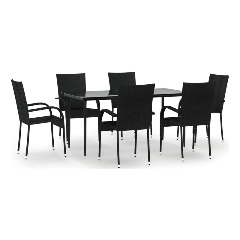 vidaXL PE Rattan Durable Garden Dining Set in Black