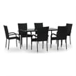 vidaXL PE Rattan Durable Garden Dining Set in Black