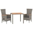vidaXL PE Rattan Compact Adjustable Armrests Garden Dining Set in Gray