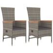 vidaXL PE Rattan Compact Adjustable Armrests Garden Dining Set in Gray