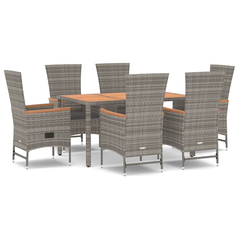 vidaXL PE Rattan 7 Piece Modular Garden Dining Set in Gray