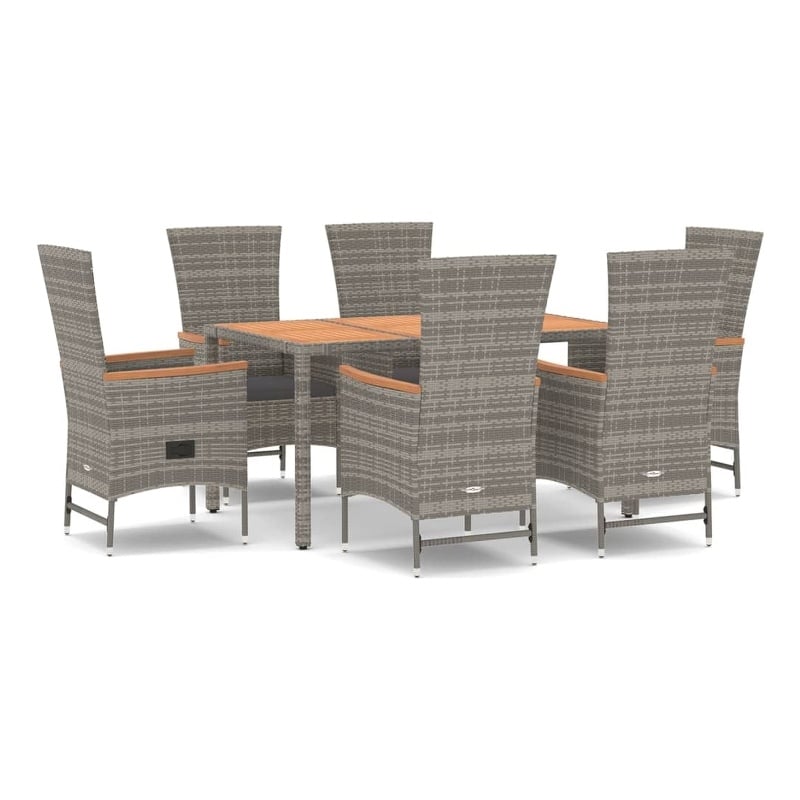 vidaXL PE Rattan 7 Piece Modular Garden Dining Set in Gray