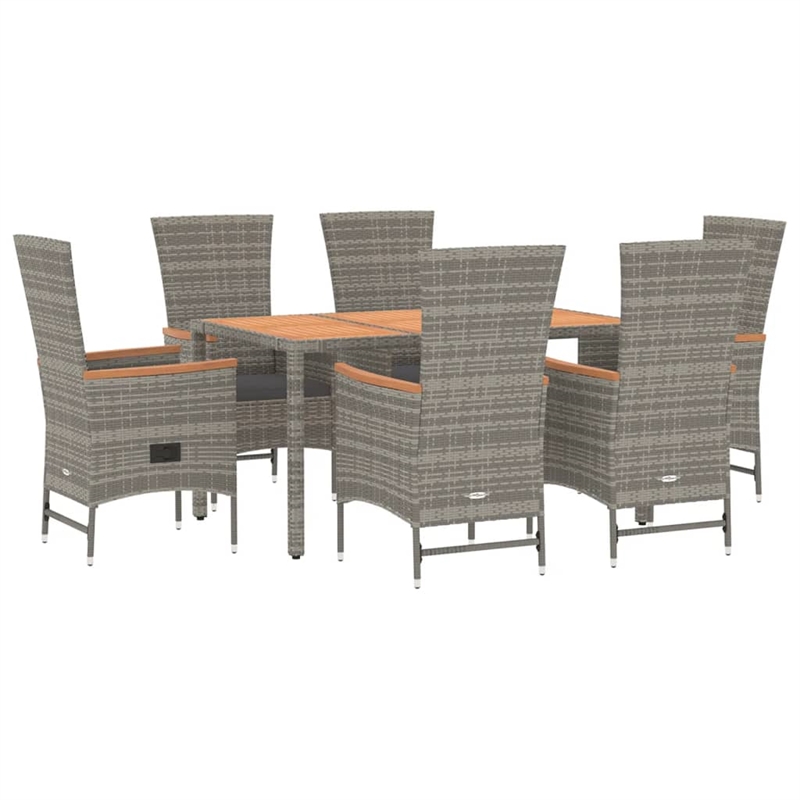 vidaXL PE Rattan 7 Piece Modular Garden Dining Set in Gray
