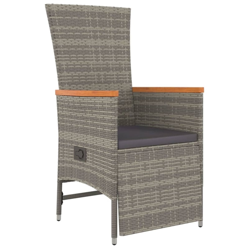 vidaXL Powder-Coated Steel & Acacia Wood Garden Dining Set in Gray