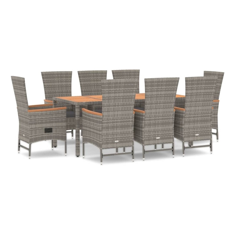 vidaXL PE Rattan Large Garden Dining Set in Gray/Dark Gray
