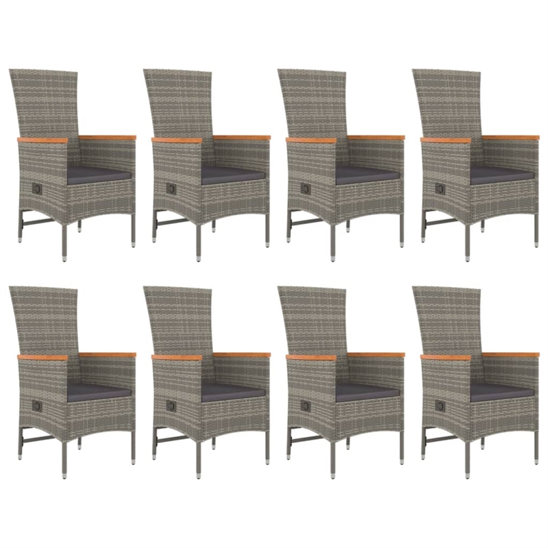 vidaXL PE Rattan Large Garden Dining Set in Gray/Dark Gray