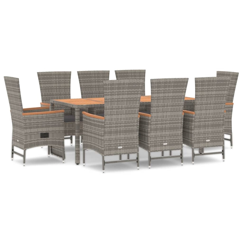 vidaXL 9 Piece Garden Patio Dining Set in Gray