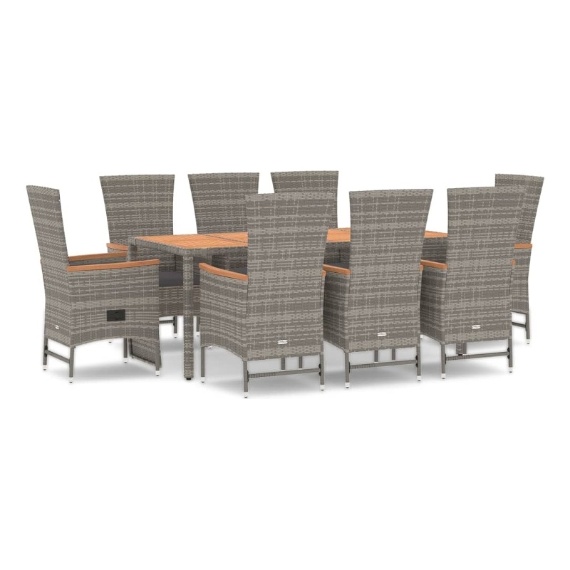 vidaXL 9 Piece Garden Patio Dining Set in Gray
