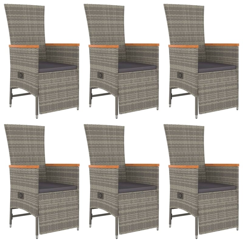vidaXL PE Rattan Large Adjustable Footrests Garden Dining Set in Gray