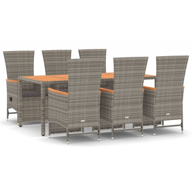 vidaXL 7 Piece Garden Dining Set in Gray