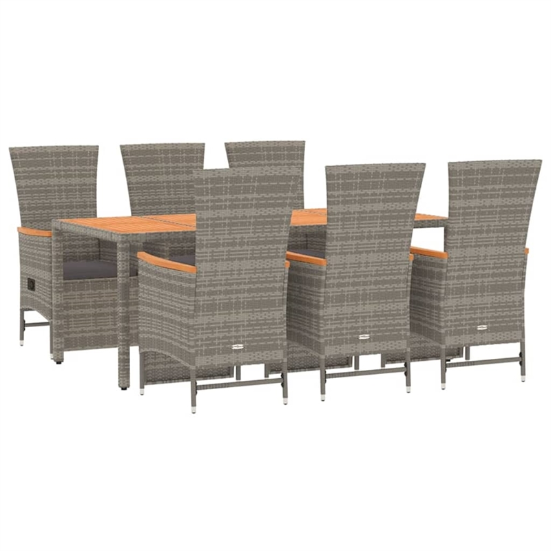vidaXL 7 Piece Garden Dining Set in Gray