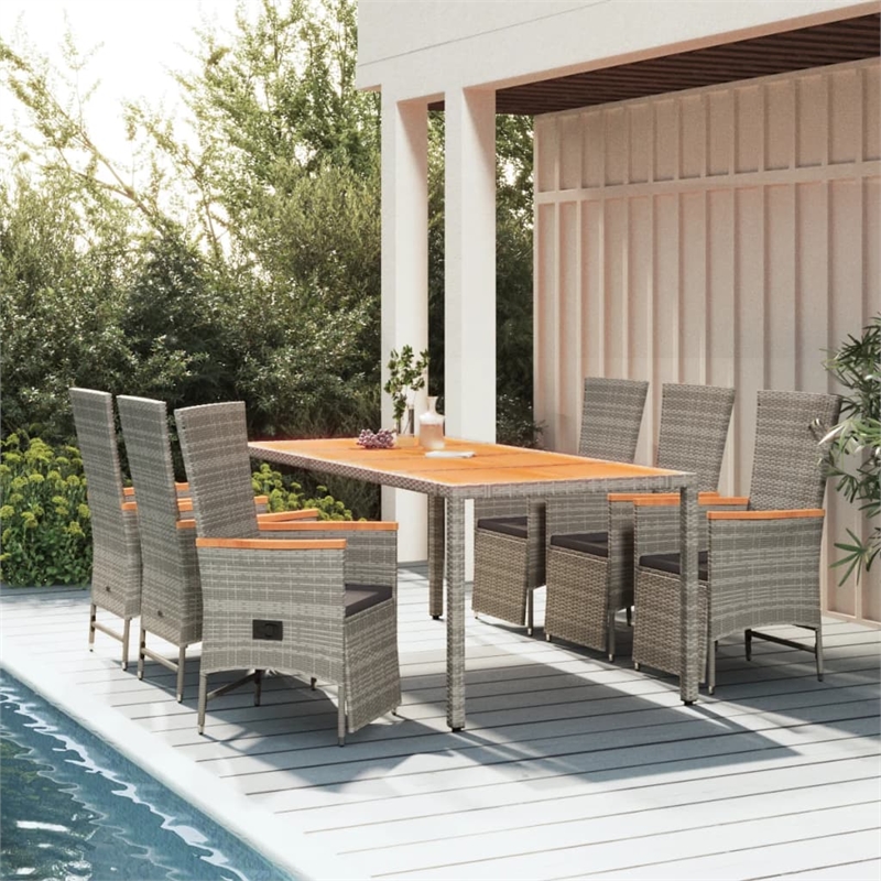vidaXL 7 Piece Garden Dining Set in Gray