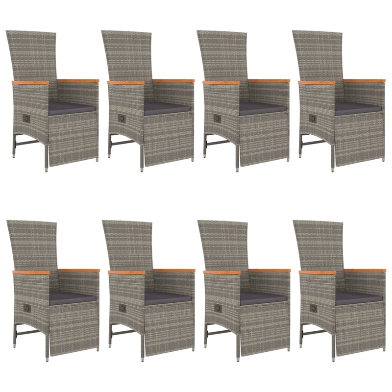 vidaXL 9 Piece Garden Patio Dining Set in Gray