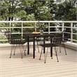 vidaXL Poly Rattan/Tempered Glass Garden Dining Set in Black
